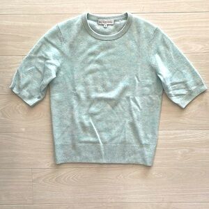 New! White + Warren Heathered Baby Blue Cashmere Sweater